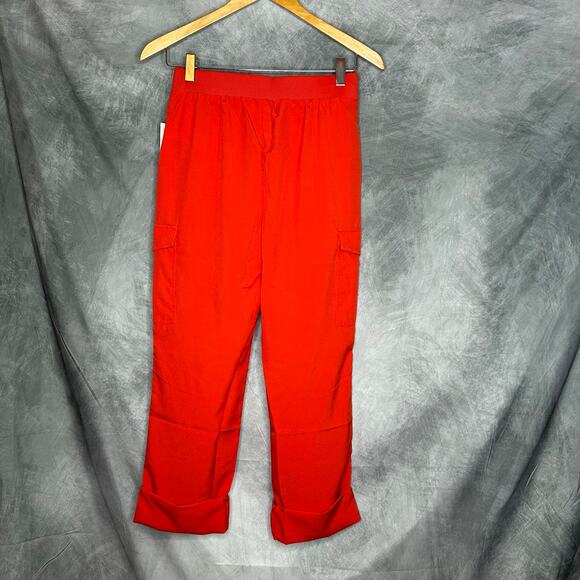 NEW Lularoe Crop Cargo Pants Women XS Runs Large Bright Red Athleisure Hiking - Picture 2 of 7